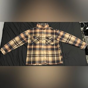 orange and black flannel size L no brand